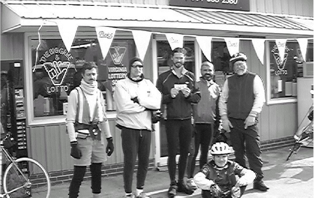 The cyclists at the turnaround